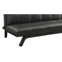 74 Inch Modern Futon Sofa Bed, Fully Upholstered, Square Stitching, Black(D0102H76Hrp)