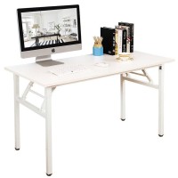 Dlandhome 55 Inches Folding Table Computer Desk Portable Table Activity Table Conference Table Home Office Desk, Fully Assembled White Dnd-Nd5-140Ww
