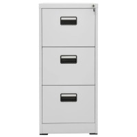 Vidaxl Filing Cabinet, File Cabinet For Home Office Living Room, Storage Cabinet With 3 Drawers, Under Desk, Industrial Modern Style, Light Gray Steel