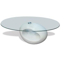 vidaXL Coffee Table with Oval Glass Top High Gloss White 240318