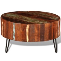 Skm Coffee Table Solid Reclaimed Wood Round For Bedroom And Living Room -626