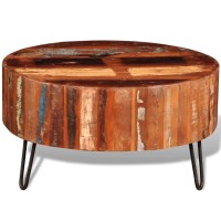 Skm Coffee Table Solid Reclaimed Wood Round For Bedroom And Living Room -626