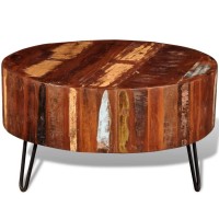 Skm Coffee Table Solid Reclaimed Wood Round For Bedroom And Living Room -626