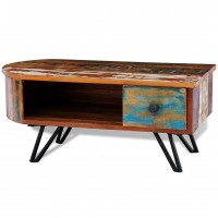 vidaXL Coffee Table with Iron Pin Legs Solid Reclaimed Wood 241642