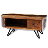 vidaXL Coffee Table with Iron Pin Legs Solid Reclaimed Wood 241642