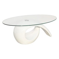 vidaXL Coffee Table with Oval Glass Top High Gloss White 240431