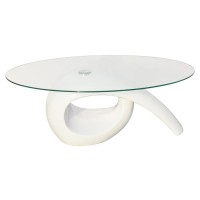 vidaXL Coffee Table with Oval Glass Top High Gloss White 240431