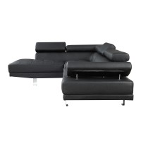 Acme Furniture Connor Sectional Sofa, Black Pu