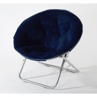Urban Shop Super Soft Faux Fur Saucer Chair With Folding Metal Frame, Navy, 29\X32\