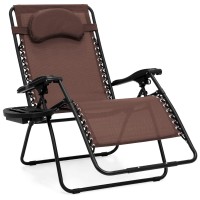 Best Choice Products Oversized Zero Gravity Chair, Folding Outdoor Patio Lounge Recliner W/Cup Holder Accessory Tray And Removable Pillow - Brown