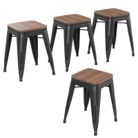 Changjie Furniture 18 Inch Stools Metal Dining Chairs Set Of 4 Stackable Kids Stools Short Stools Stackable Bar Stools Classroom Stools (18 Inch, Matte Black)