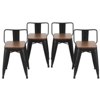 Changjie Furniture 18 Inch Metal Bar Stools Counter Stool Modern Barstools Industrial Bar Stools Set Of 4 (18 Inch, Black)