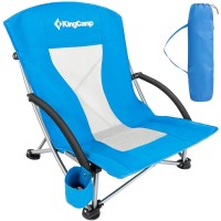 Kingcamp Beach Adults Ultralight Compact Portable Chairs With Cup Holder Carrying Bag,Padded Armrest For Outdoor Sand Picnic Lawn Concert Traveling Festival, Low Back, Lowback Blue