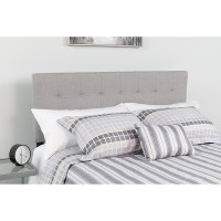 Bedford Tufted Upholstered King Size Headboard In Light Gray Fabric