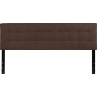 Bedford Tufted Upholstered King Size Headboard In Dark Brown Fabric