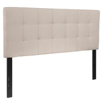 Bedford Tufted Upholstered Full Size Headboard In Beige Fabric