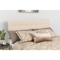Bedford Tufted Upholstered King Size Headboard In Beige Fabric