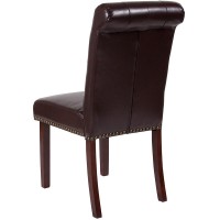 Hercules Series Brown Leathersoft Parsons Chair With Rolled Back, Accent Nail Trim And Walnut Finish