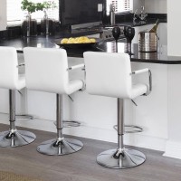 Yaheetech Bar Stools Set Of 2 Pu Leather Adjustable Swivel Barstools Hydraulic Kitchen Counter Height Bar Chairs With Armrest