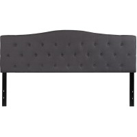 Cambridge Tufted Upholstered King Size Headboard In Dark Gray Fabric