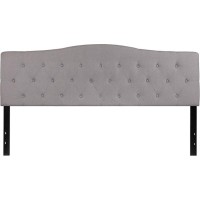 Cambridge Tufted Upholstered King Size Headboard In Light Gray Fabric