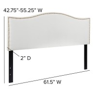 Lexington Upholstered Queen Size Headboard With Accent Nail Trim In White Fabric