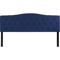 Cambridge Tufted Upholstered King Size Headboard In Navy Fabric