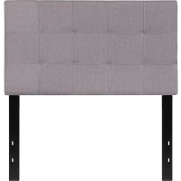 Bedford Tufted Upholstered Twin Size Headboard In Light Gray Fabric