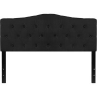 Cambridge Tufted Upholstered Queen Size Headboard In Black Fabric