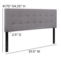 Bedford Tufted Upholstered Queen Size Headboard In Light Gray Fabric