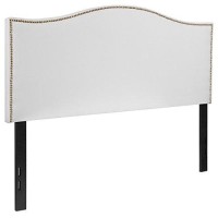 Flash Furniture Lexington Upholstered Full Size Headboard With Accent Nail Trim In White Fabric