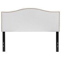 Flash Furniture Lexington Upholstered Full Size Headboard With Accent Nail Trim In White Fabric