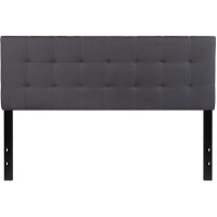 Bedford Tufted Upholstered Queen Size Headboard In Dark Gray Fabric
