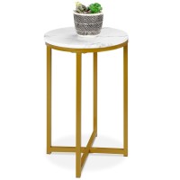 Best Choice Products 16In Faux Marble Accent Table Modern End Table Small Coffee Table Home Decor For Living Room Dining Room