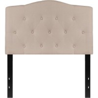 Cambridge Tufted Upholstered Twin Size Headboard In Beige Fabric
