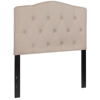 Cambridge Tufted Upholstered Twin Size Headboard In Beige Fabric