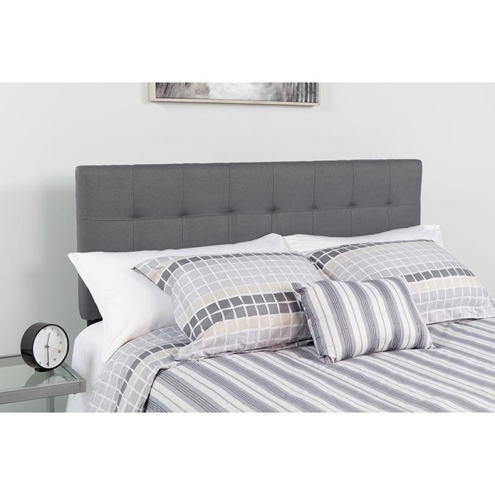 Bedford Tufted Upholstered Twin Size Headboard In Dark Gray Fabric