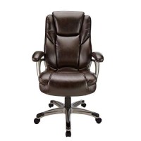 Realspacea Cressfield Bonded Leather High-Back Chair, Brownsilver