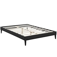 Modway Tessie Faux Leather Queen Platform Bed Frame With Wood Slat Support In Black