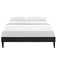 Modway Tessie Faux Leather Queen Platform Bed Frame With Wood Slat Support In Black