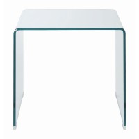 Charming, retro modern style occasional setSoftly curved table top edge creates a sleek, modern silhouetteClear finish for a contemporary look