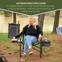 Timber Ridge Lightweight Camping Chair, Portable Laurel Director'S Chair With Foldable Side Table, Cooler Bag & Mesh Pocket, Compact Outdoor Folding Lawn Chair, Supports 300Lbs, Grey