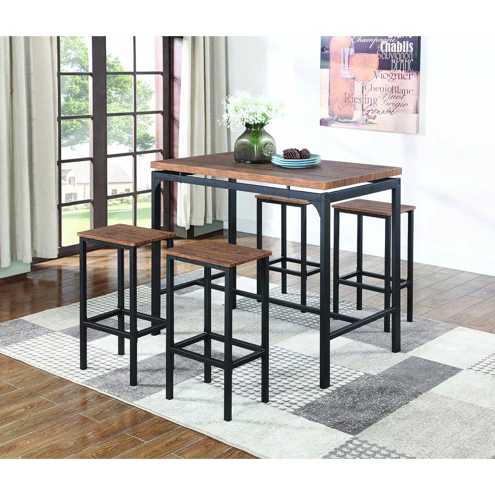 Contemporary Chestnut FivePiece Bar Set