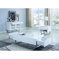 Contemporary Glossy White End Table