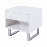 Contemporary Glossy White End Table