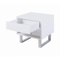 Contemporary Glossy White End Table