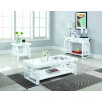 Transitional Glossy White Sofa Table