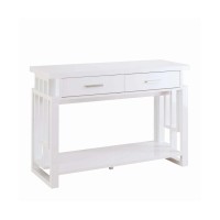 Transitional Glossy White Sofa Table