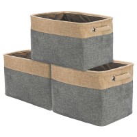 Sorbus Premium Fabric Storage Cubes 15 Inch- Big Sturdy Collapsible Storage Bins With Dual Handle- Foldable Baskets For Organizing- Decorative Cube Storage Bins For Home & Office Use- 3 Pack Grey/Tan