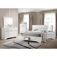 Miranda Contemporary White Queen Storage Bed